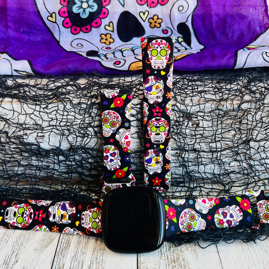 Sugar Skull Print Silicone Band For Fitbit Versa 3/4/Sense