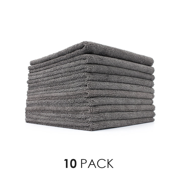 The Rag Company Edgeless 365 Miner Grey Towel Pack of 10 on a white background.