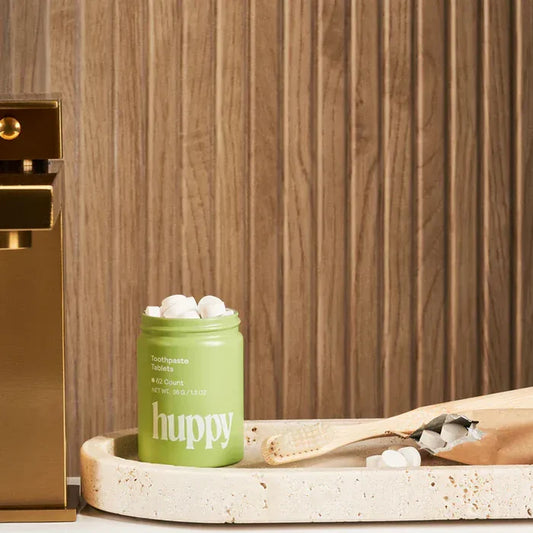 Huppy Toothpaste Tablets - Zero Waste Toothpaste - All-Natural, Plastic Free, Refillable, 62 ct.