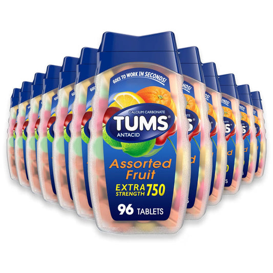 TUMS Extra Strength Assorted Fruit Chewable Antacid Tablets - 96 Ct - 24 Pack
