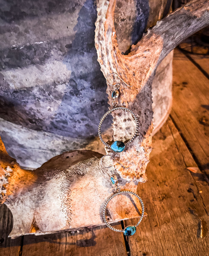 Turquoise Cable Hoop Earrings