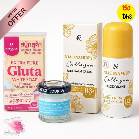 Underarm Whitening & Gluta Skin Care Set - Whitening & Deodorant Set - Gluta, R, Secret -- United Arab Emirates -- Pinky Cosmetics
