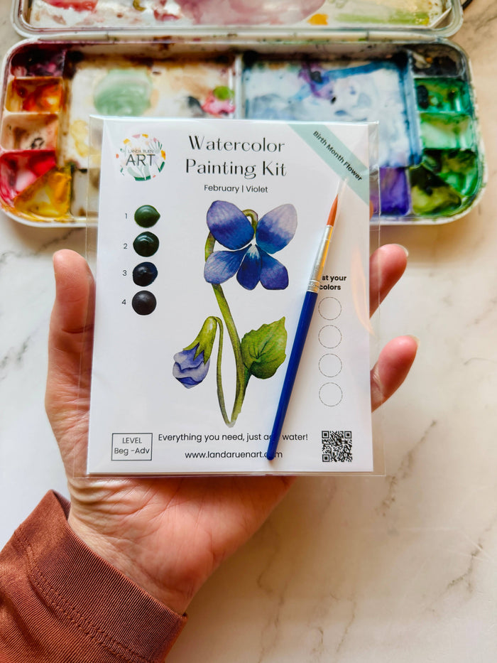 Violet Watercolor Kit | February Birth Month Flower