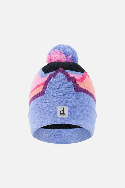 Winter Knit Hat With Pompom Black Printed Mountains-0